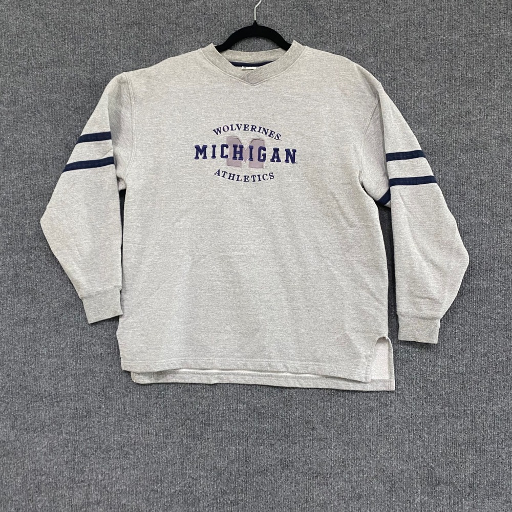 Briar Creek Michigan Wolverines Athletics Sweatshirt Gray Navy Stripe Mens S